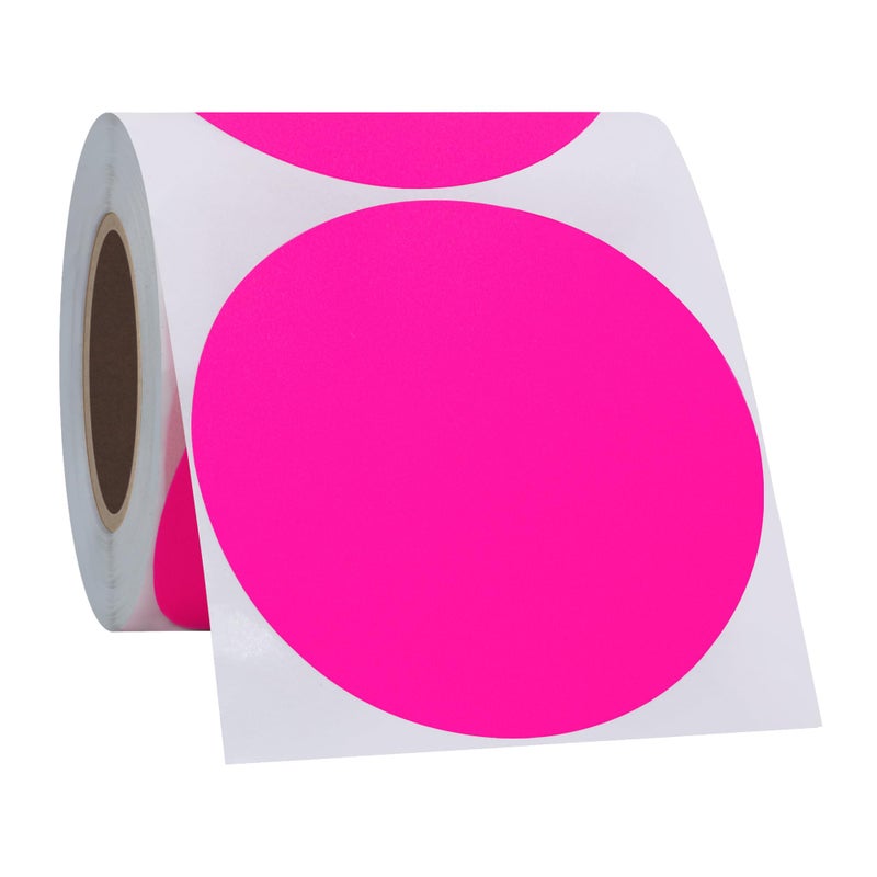 Hybsk Round Color Coding Circle Dots Labels Warehouse Inventory Organizer Stickers (3 inch, Fluorescent Pink) - Image 4